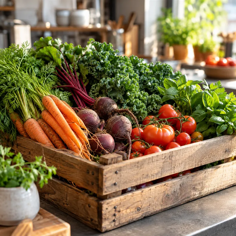 A crate of local vegetables