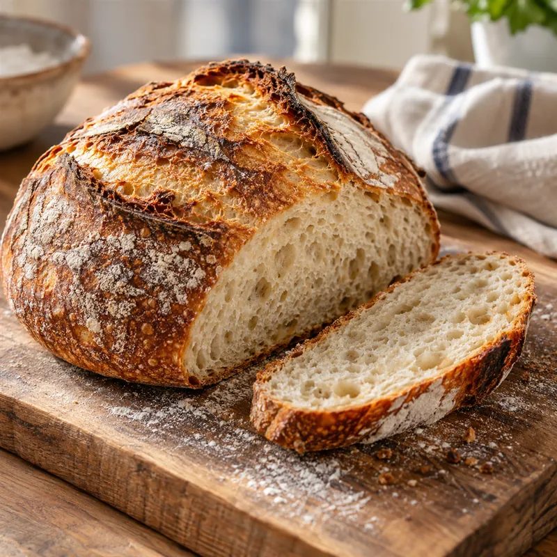 Sourdough bread on a cutting board