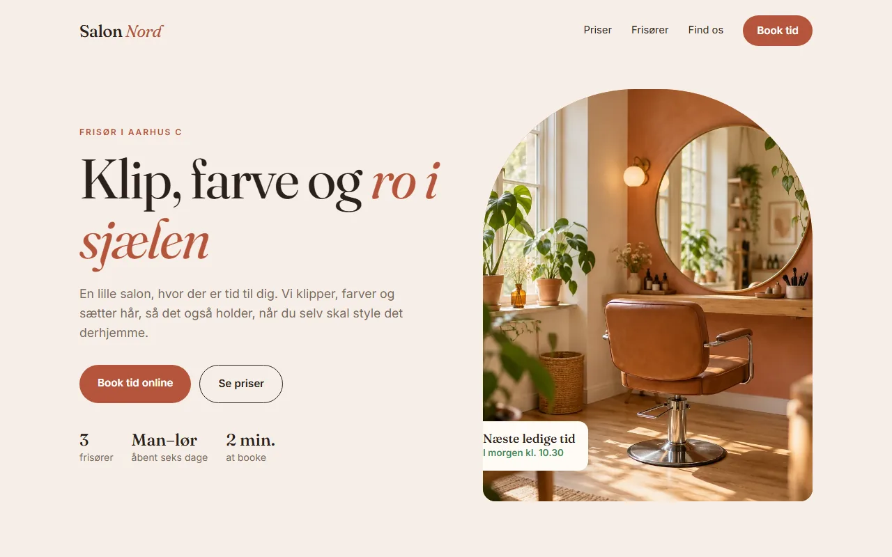 Konceptet Salon Nord vist på en computer